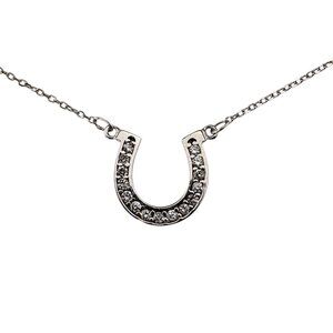 14 Karat White Gold Diamond Horseshoe Necklace #22781
